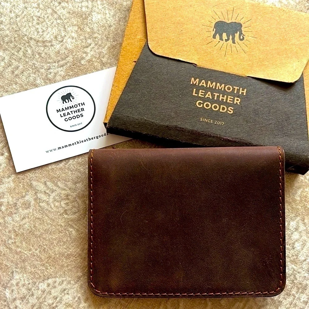 Brand New Genuine Leather Brown Slim Bifold Wallet Card Holder Handmade
